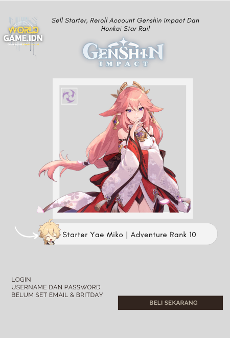 Starter Yae Miko | Adventure Rank 10 Aether MC