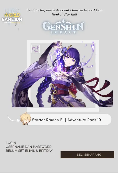 Starter Raiden Shogun | Adventure Rank 20 Aether Mc