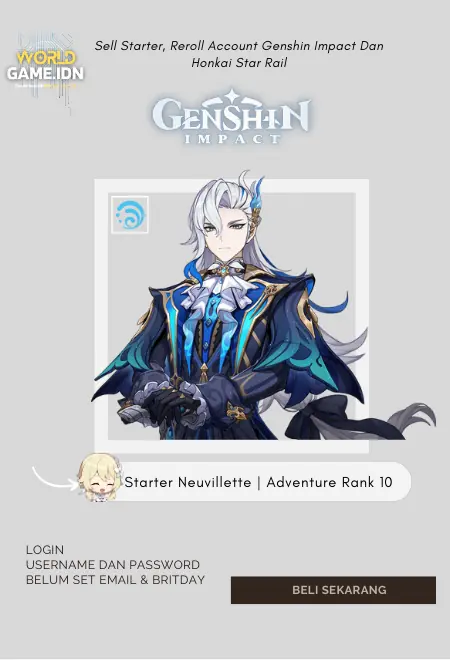 Starter Neuvillette | Adventure Rank 10 Lumine MC