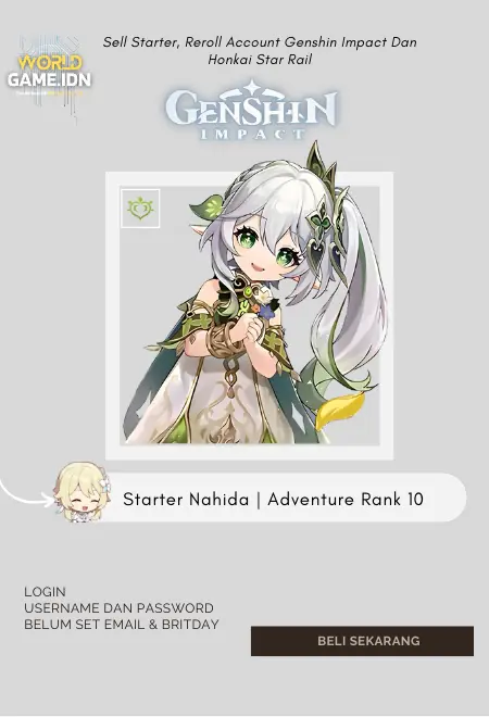 Starter Nahida | Adventure Rank 10 Lumine MC