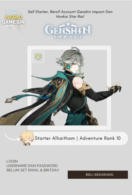 Starter Alhaitham | Adventure Rank 10 Aether Mc