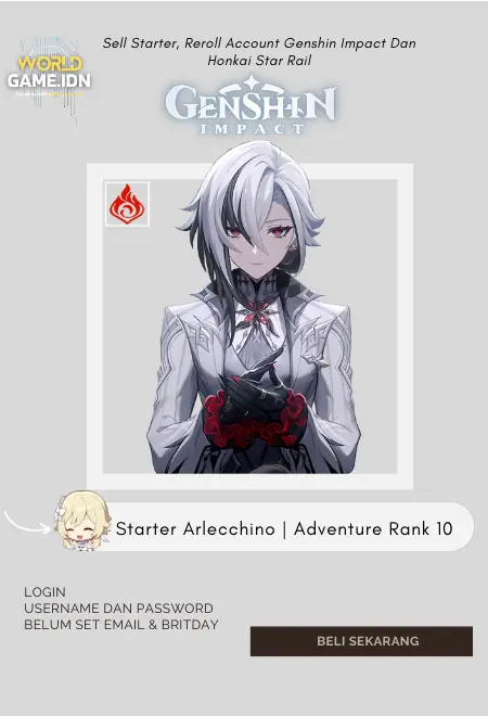 Starter Arlecchino | Adventure Rank 10 Lumine MC