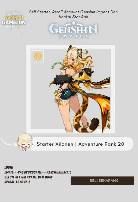 Starter Xilonen | Adventure Rank 20 Lumine MC